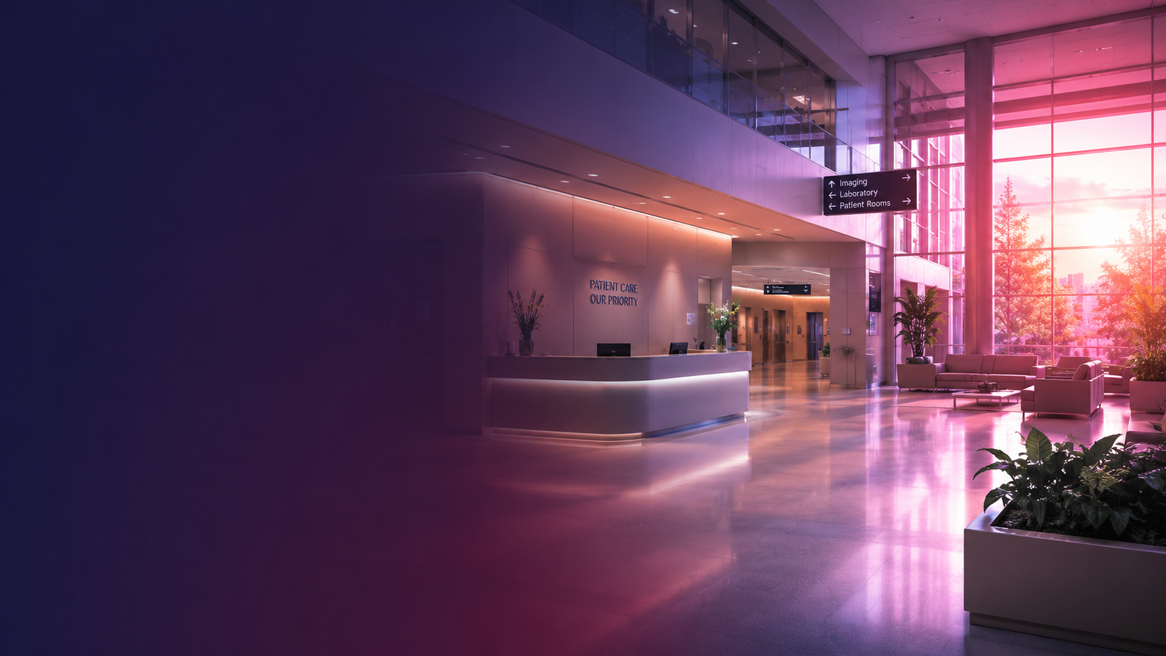Hospital corridor with medical equipment
